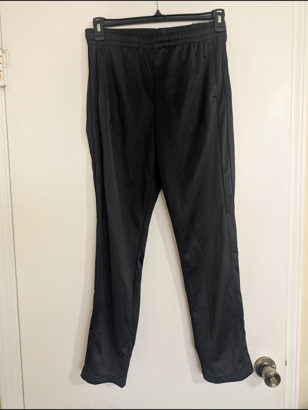 Tek Gear Open Bottom Tricot Track Pants NWT Black Elastic Waist Athletic Sport